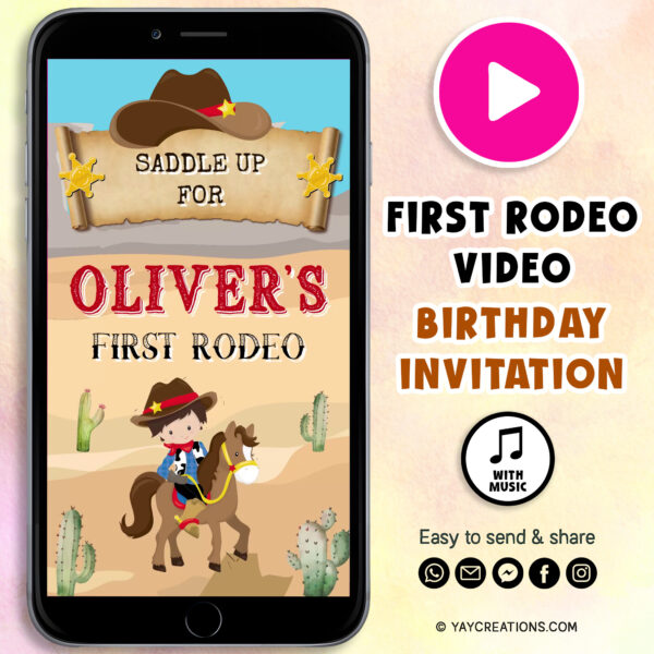 First Rodeo Video Invite Cowboy Invitation1