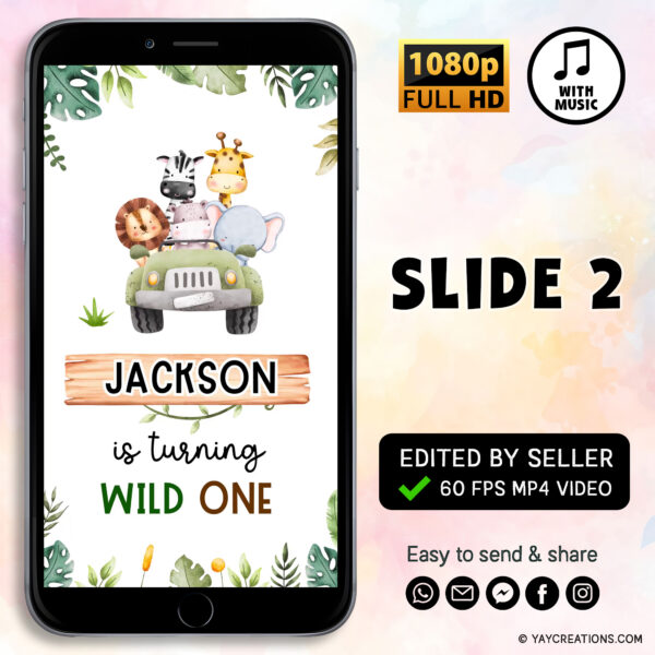 safari wild one birthday invitation video 3