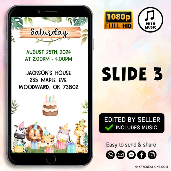 safari wild one birthday invitation video 4