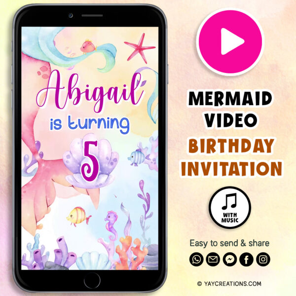 mermaid tail birthday invitation video 1